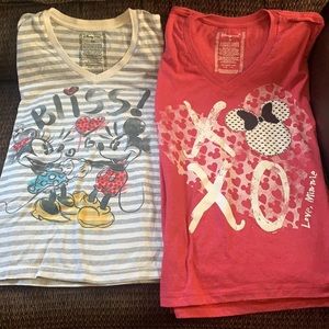 Disney Store Minnie XO and Mickey bliss heart and stripes shirts XL and XXL